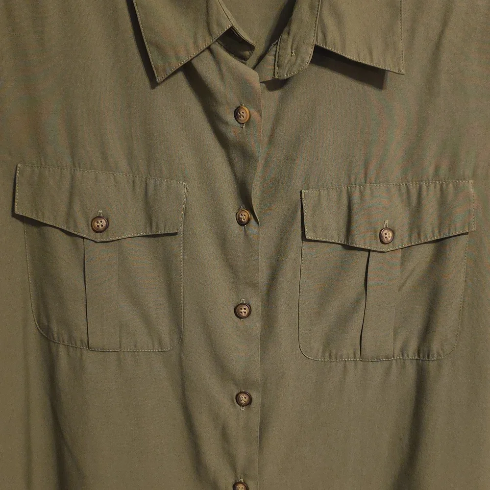 Croft & Barrow Olive Button-Up Blouse - Picture 4 of 7